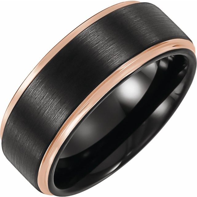 18K Rose Gold PVD and Black PVD Tungsten Flat Grooved Band 6mm or 8mm-Chris's Jewelry