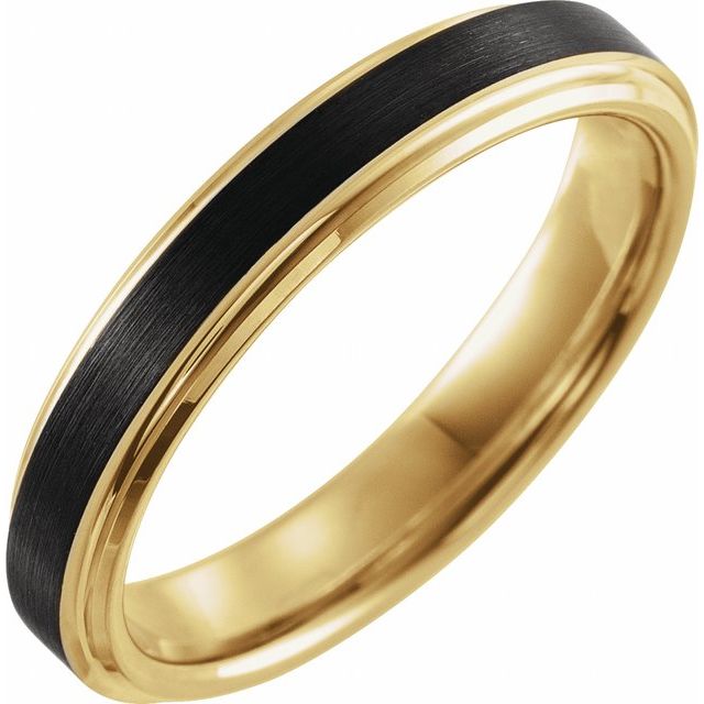 18K Yellow Gold PVD & Black PVD Tungsten 4 mm Band with Satin Finish-Chris's Jewelry