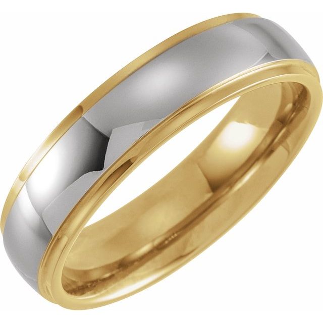 18K Yellow Gold PVD Tungsten 6 mm Flat Edge Band-Chris's Jewelry