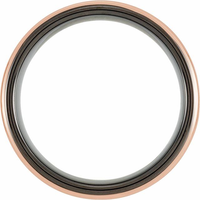 Black & 18K Rose Gold PVD Tungsten 6 mm Grooved Band with Satin Finish-Chris's Jewelry