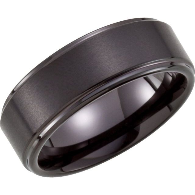 Black PVD Tungsten 8 mm Ridged Band-Chris's Jewelry