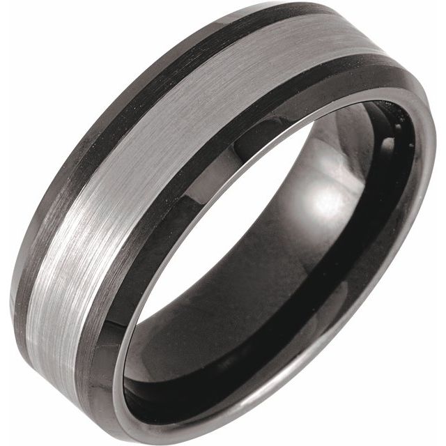 Black PVD & Tungsten Beveled-Edge 8mm Band-Chris's Jewelry