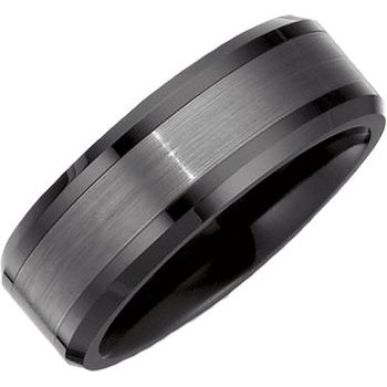 Ceramic Couture® & Tungsten 8 mm Beveled-Edge Band-Chris's Jewelry