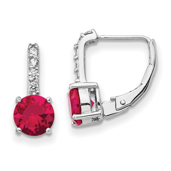 Cheryl M Sterling Silver CZ & Gemstone Leverback Earrings-QCM1402-Chris's Jewelry