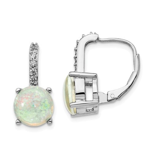 Cheryl M Sterling Silver CZ & Gemstone Leverback Earrings-QCM776-Chris's Jewelry
