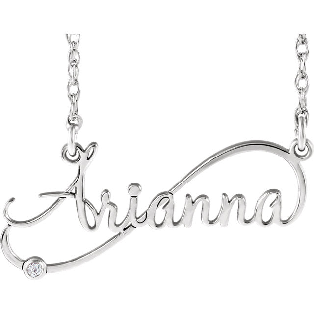 Diamond Infinity Inspired Script Nameplate Name Necklace-653426:60005:P-Chris's Jewelry
