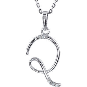Diamond Script Initial 18" Necklace - A to Z - Sterling Silver or 14k Gold-85557-Chris's Jewelry