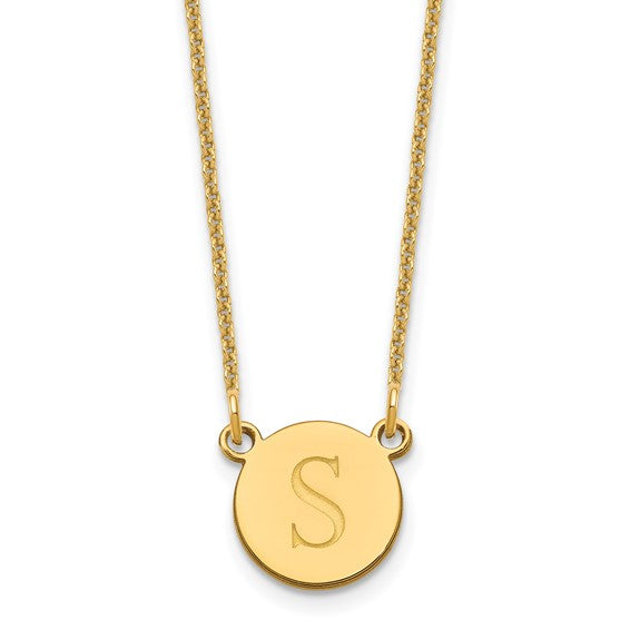 Engraved Tiny Circle Disc Initial Necklace-Chris's Jewelry