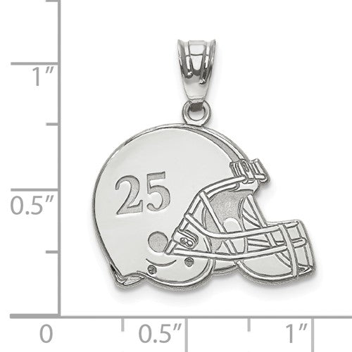 Football Helmet with Number and Engraved Name Pendant-Chris's Jewelry