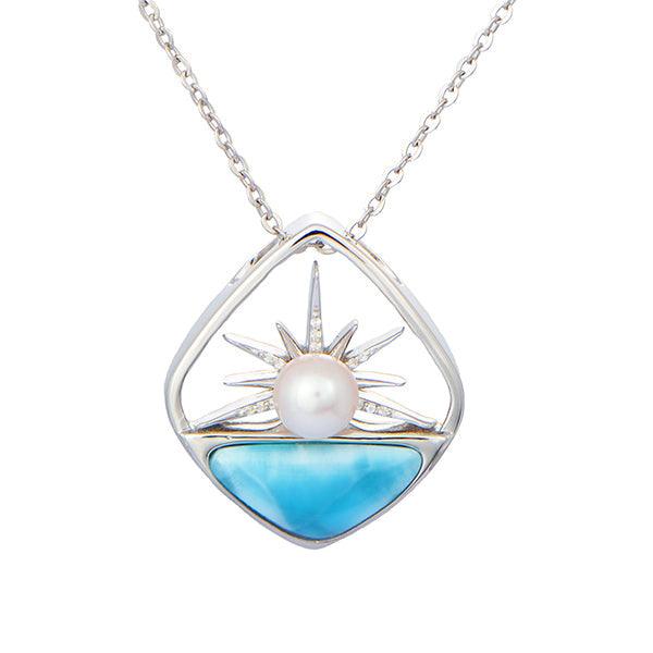 Larimar Breaking Dawn Pearl Pendant by Alamea-955-81-11-Chris's Jewelry
