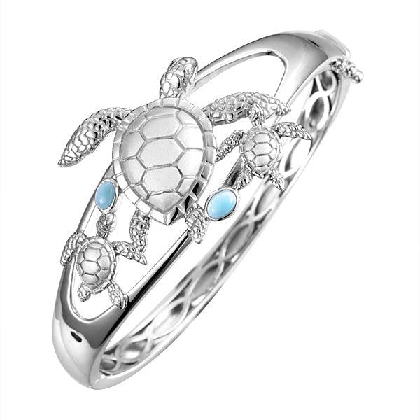 Larimar Honu Turtle Ohana Bangle Bracelet-701-84-02-Chris's Jewelry