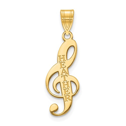 Musical Note Clef Name Pendant-XNA1003GP-Chris's Jewelry