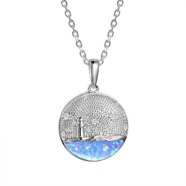 Opal Lighthouse Medallion Pendant-618-31-31-Chris's Jewelry