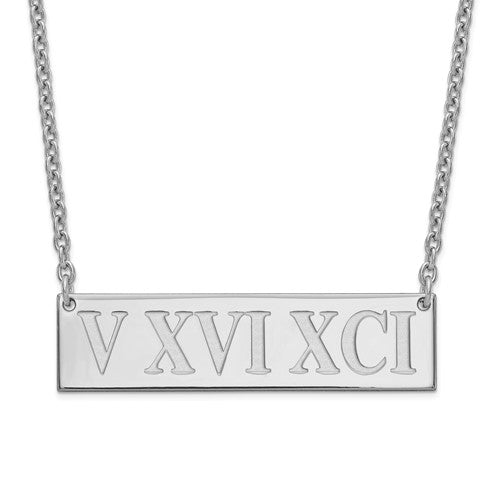 Roman Numeral 10x38mm Bar Necklace-XNA728SS-Chris's Jewelry