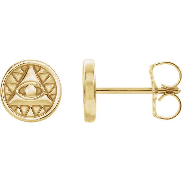 Round Eye of Providence Earrings - Sterling Silver or 14k Gold-87026-Chris's Jewelry