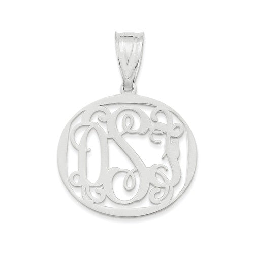 Small Oval Monogram Pendant - Sterling Silver or Solid Gold-XNA527SS-Chris's Jewelry
