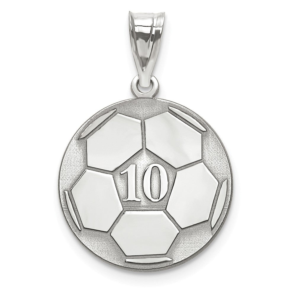 Soccer Ball with Number and Engraved Name Pendant - Sterling Silver or Solid Gold-XNA698SS-Chris's Jewelry