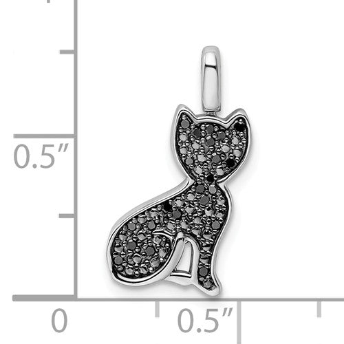Sterling Silver 0.25ct. Black & White Diamond Reversible Cat Pendant-QDX1258-Chris's Jewelry
