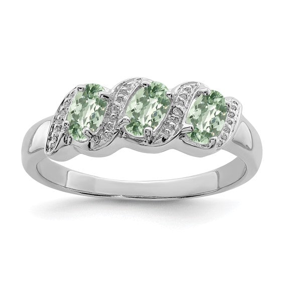 Sterling Silver 3-Stone Gemstone & Diamond Rings-QDX446-6-Chris's Jewelry