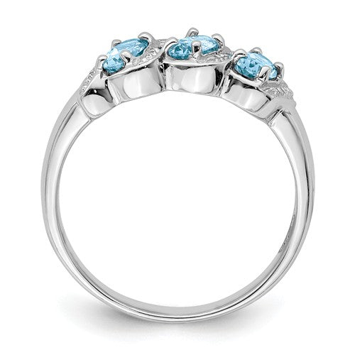 Sterling Silver 3-Stone Gemstone & Diamond Rings-Chris's Jewelry