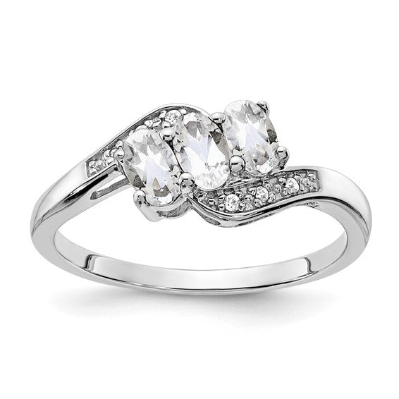 Sterling Silver 3-Stone Oval Gemstone & Diamond Birthstone Rings-RM7403-WT-003-SSA-6-Chris's Jewelry
