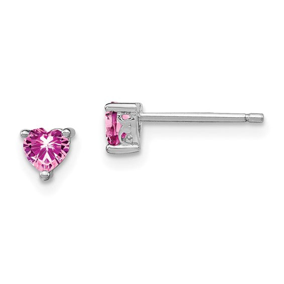 Sterling Silver 4mm Heart Birthstone Post Earrings-QBE27OCT-Chris's Jewelry