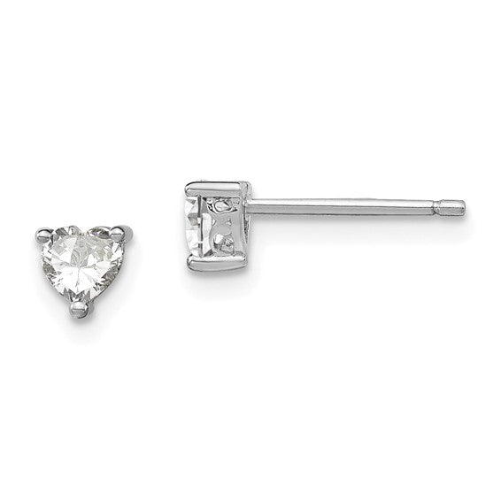 Sterling Silver 4mm Heart Birthstone Post Earrings-QBE27APR-Chris's Jewelry