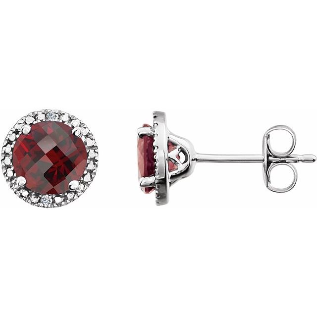 Sterling Silver 6mm Round Gemstone & .01 CTW Diamond Halo-Style Earrings-652050:60001:P-Chris's Jewelry