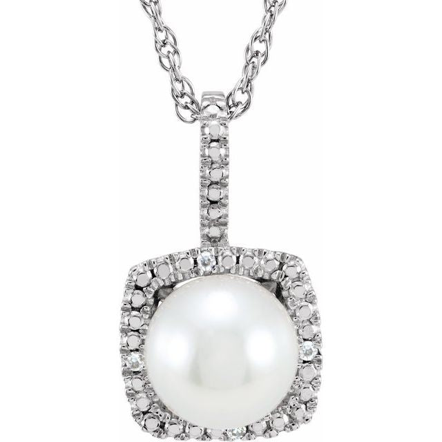 Sterling Silver 7mm Gemstone & .015 CTW Diamond 18" Halo-Style Necklaces-650182:601:P-Chris's Jewelry