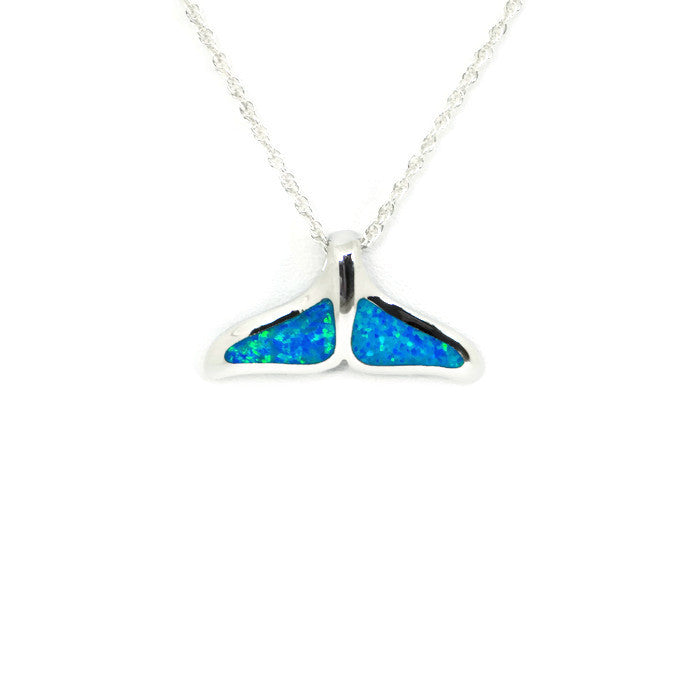 Sterling Silver Alamea Hawaii Blue Opal Mermaid Whale Tail Pendant-024-31-03-Chris's Jewelry
