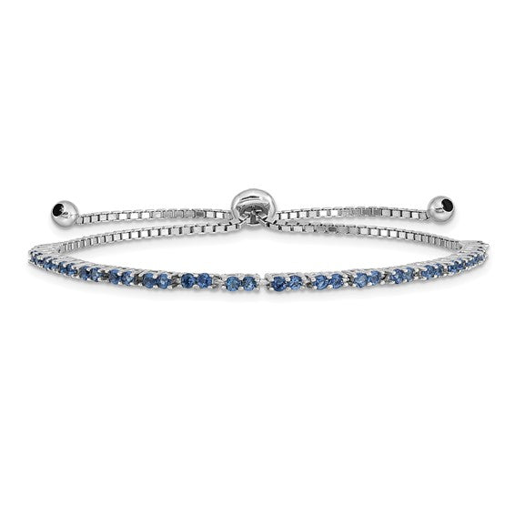 Sterling Silver Birthstone CZ Adjustable Bolo Bracelets-QG4757SEP-Chris's Jewelry