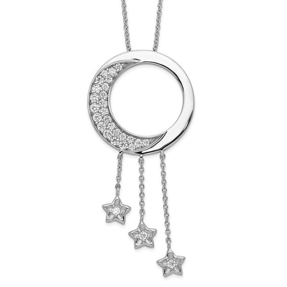 Sterling Silver & CZ 'I Promise You The Moon And Stars' Necklace-QSX210-Chris's Jewelry