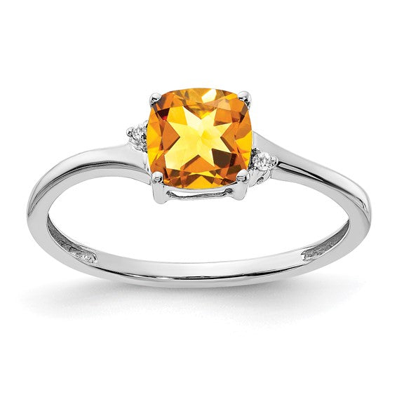 Sterling Silver Cushion Cut 6mm Gemstone And Diamond Rings-RM7404-CI-001-SSA-6-Chris's Jewelry