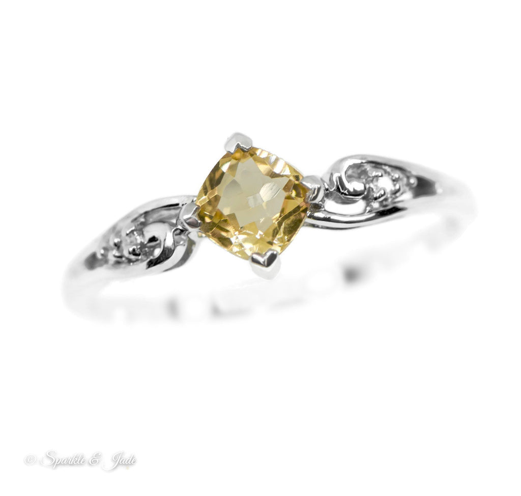 Sterling Silver Cushion Cut Gemstone and Diamond Rings-Chris's Jewelry