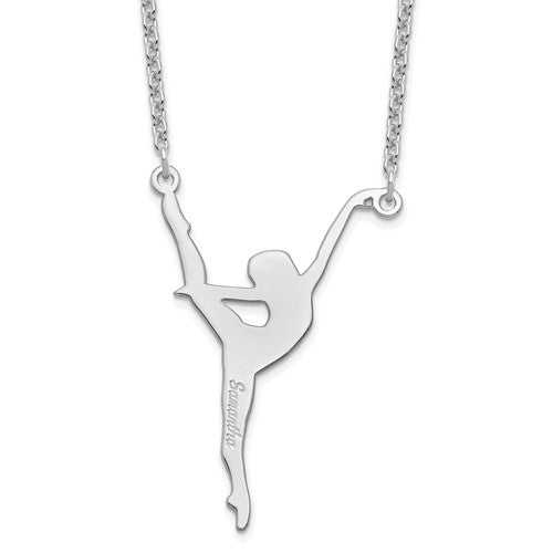 Sterling Silver Dance Engraved Name Necklace-XNA700SS-Chris's Jewelry