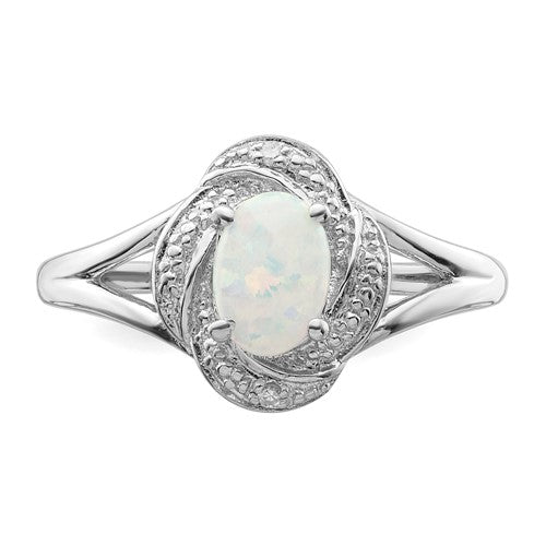 Sterling Silver Diamond & Oval Gemstone Birthstone Rings-Chris's Jewelry