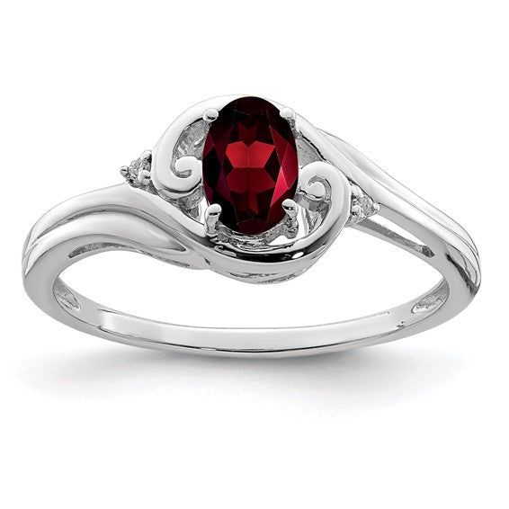 Sterling Silver Diamond & Oval Genuine Gemstone Birthstone Rings-QR4504GA-6-Chris's Jewelry