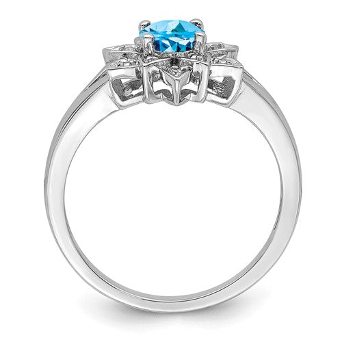 Sterling Silver Diamond & Round Gemstone Lotus Flower Rings-Chris's Jewelry