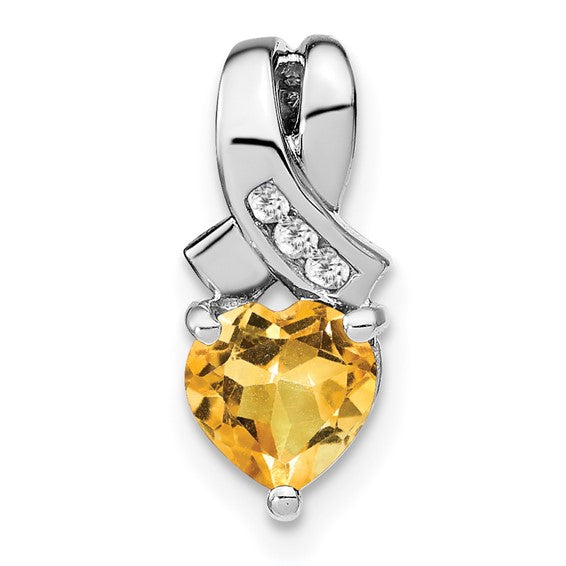 Sterling Silver Gemstone And Diamond Heart Pendants-PM7401-CI-003-SSA-Chris's Jewelry