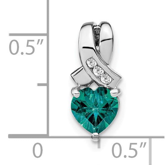 Sterling Silver Gemstone And Diamond Heart Pendants-Chris's Jewelry