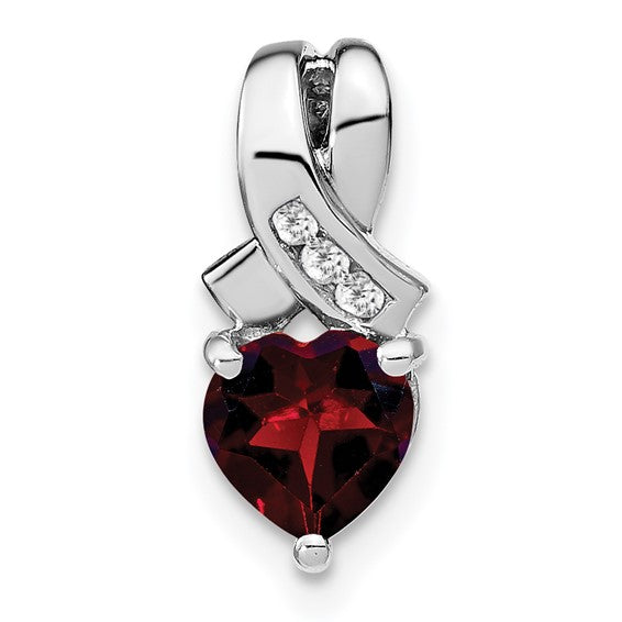 Sterling Silver Gemstone And Diamond Heart Pendants-PM7401-GA-003-SSA-Chris's Jewelry
