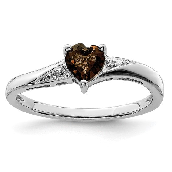 Sterling Silver Gemstone Heart and Diamond Rings-QR4555SQ-6-Chris's Jewelry