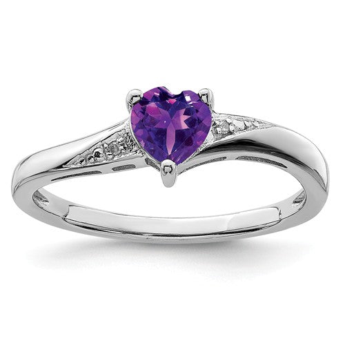 Sterling Silver Gemstone Heart and Diamond Rings-QR4555AM-6-Chris's Jewelry