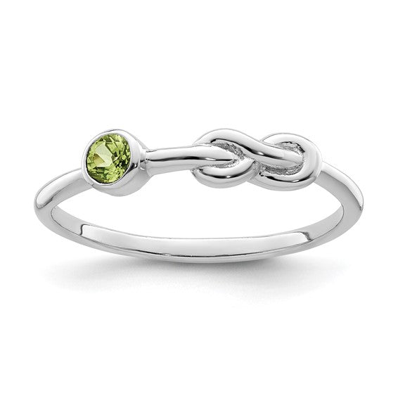 Sterling Silver Gemstone Infinity Knot Birthstone Rings-QBR34AUG-6-Chris's Jewelry