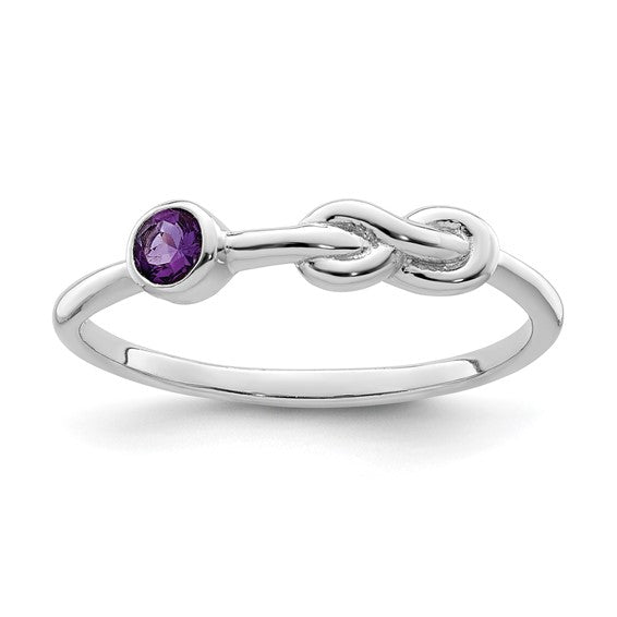 Sterling Silver Gemstone Infinity Knot Birthstone Rings-QBR34FEB-6-Chris's Jewelry
