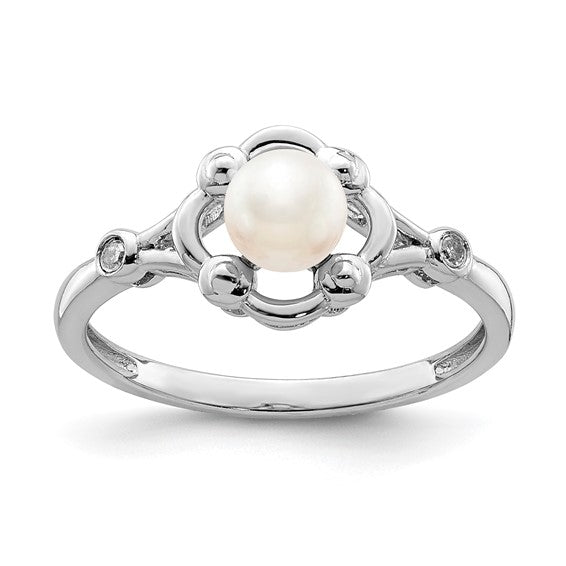 Sterling Silver Gemstone Oval & Diamond Birthstone Rings-QBR21JUN-5-Chris's Jewelry