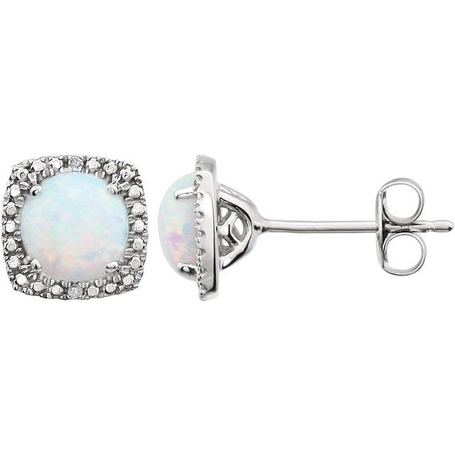 Sterling Silver Gemstone & .015 CTW Diamond Halo-Style Earrings-650167:102:P-Chris's Jewelry