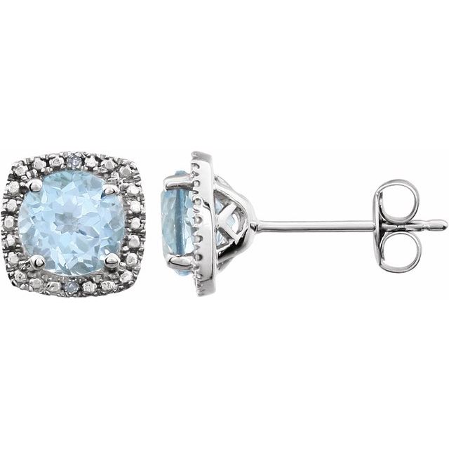 Sterling Silver Gemstone & .015 CTW Diamond Halo-Style Earrings-650167:110:P-Chris's Jewelry