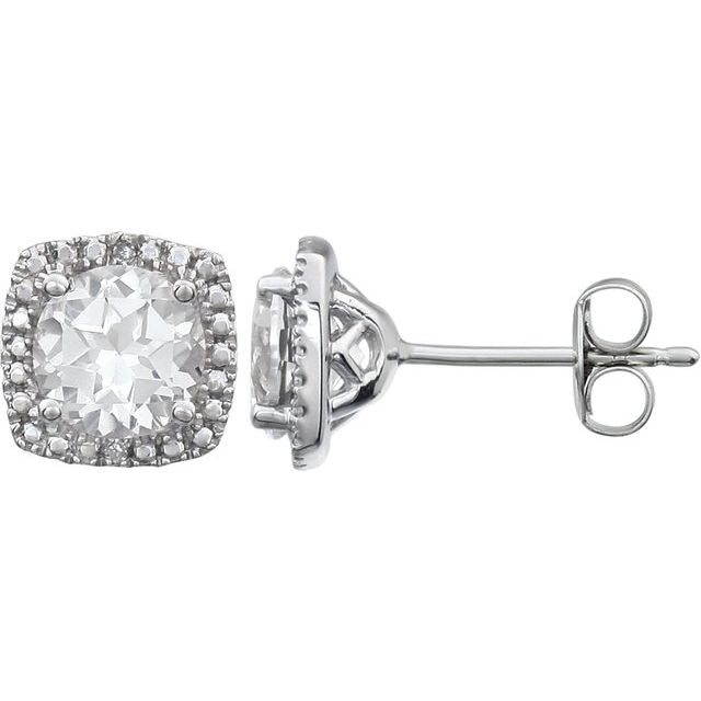 Sterling Silver Gemstone & .015 CTW Diamond Halo-Style Earrings-650167:105:P-Chris's Jewelry
