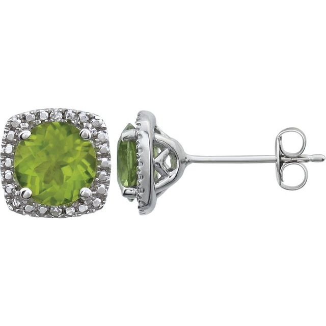 Sterling Silver Gemstone & .015 CTW Diamond Halo-Style Earrings-650167:103:P-Chris's Jewelry